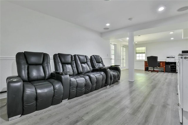 living room with light wood-type flooring