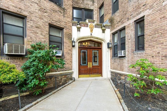 doorway to property featuring french doors