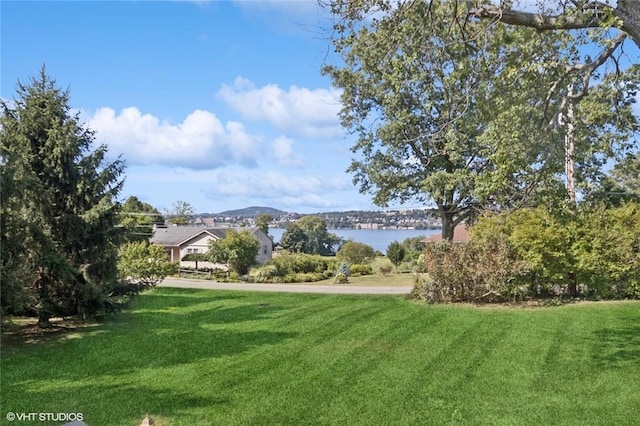 view of yard featuring a water view