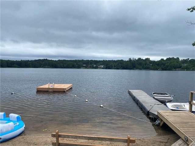 view of dock featuring a water view