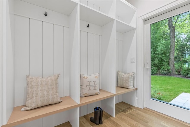 mudroom featuring light wood-type flooring