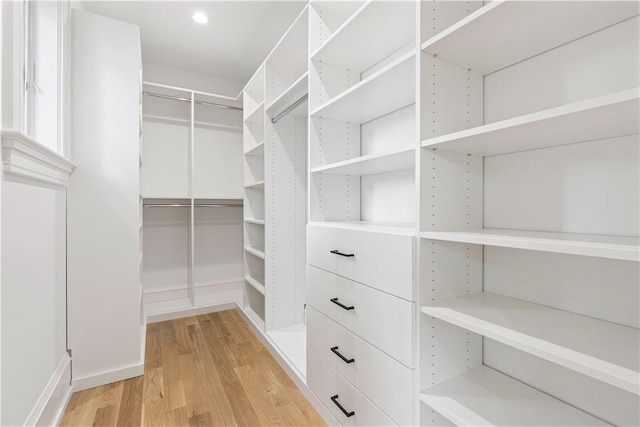 spacious closet featuring light wood-type flooring