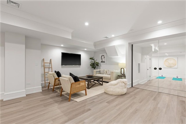 living room featuring light hardwood / wood-style floors