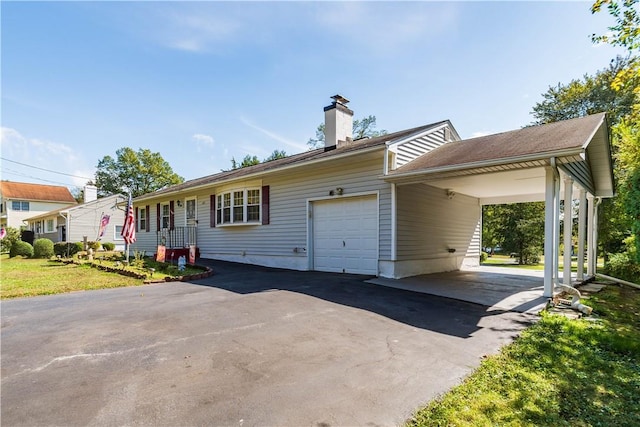 ranch-style house featuring a carport