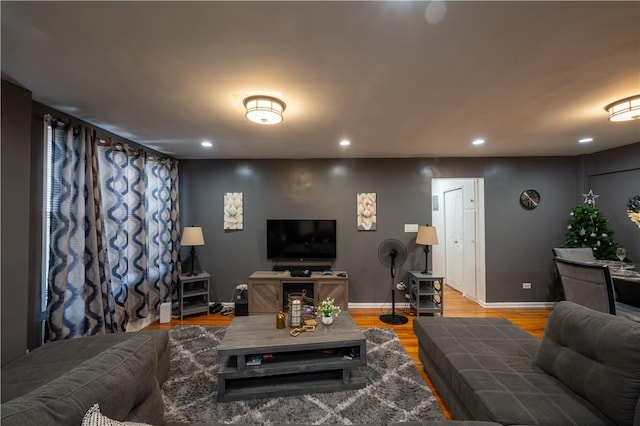 living room featuring light hardwood / wood-style floors