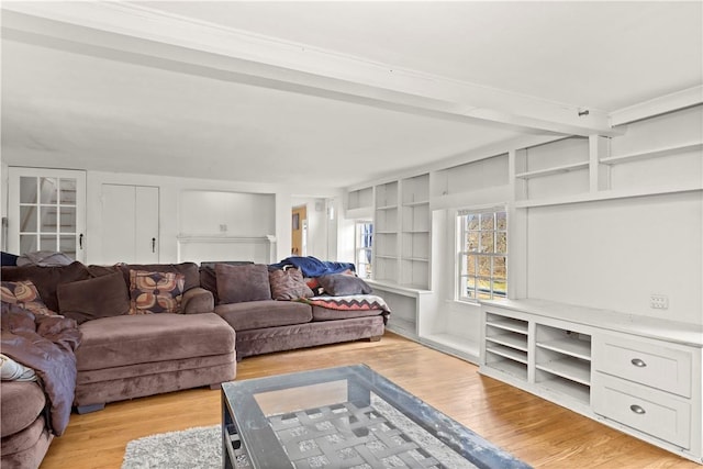 living room featuring light wood-type flooring