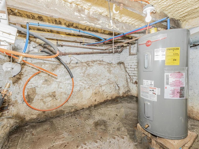 utility room featuring water heater