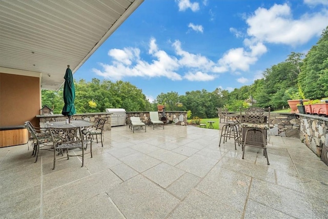 view of patio featuring an outdoor kitchen