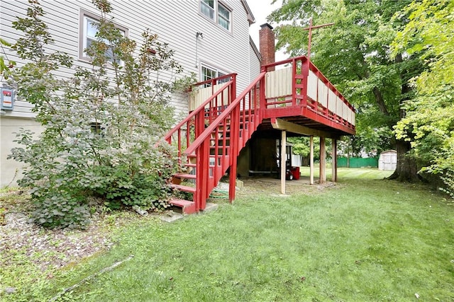 view of yard featuring a deck