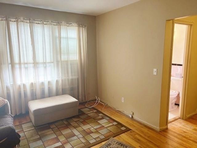 living area featuring light hardwood / wood-style floors and a healthy amount of sunlight