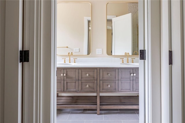 bathroom featuring hardwood / wood-style flooring and vanity