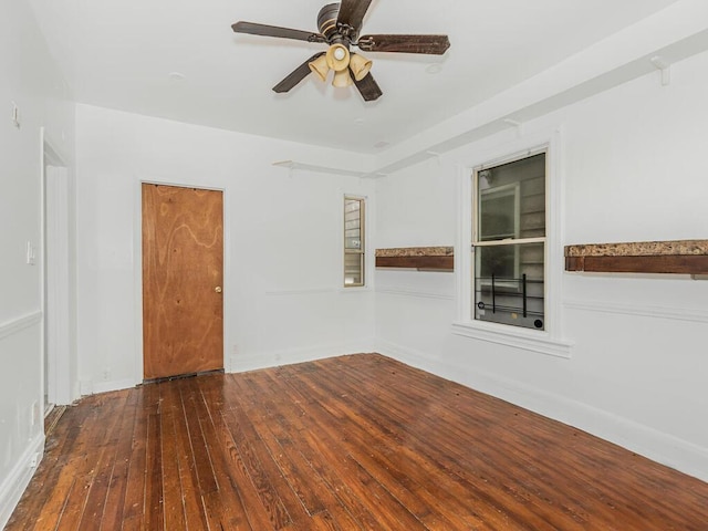 unfurnished room featuring hardwood / wood-style flooring and ceiling fan