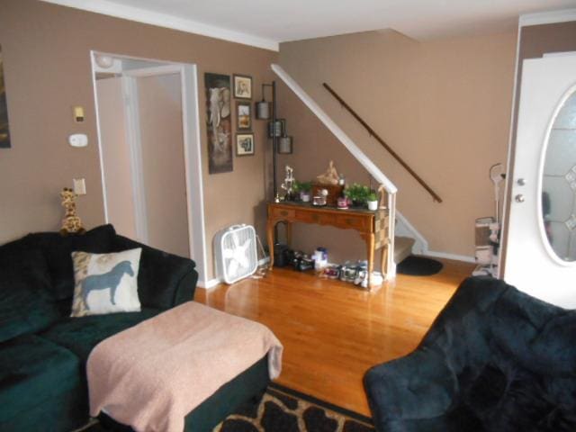 living room featuring wood-type flooring