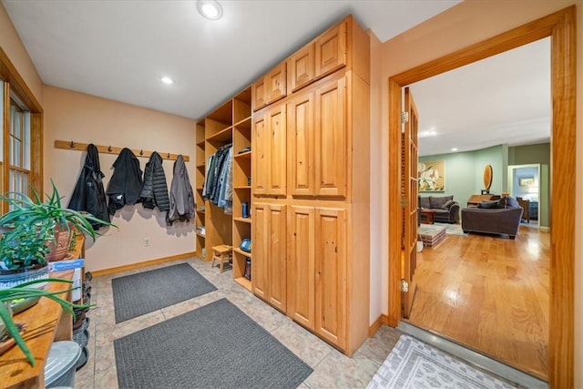 mudroom featuring light hardwood / wood-style floors