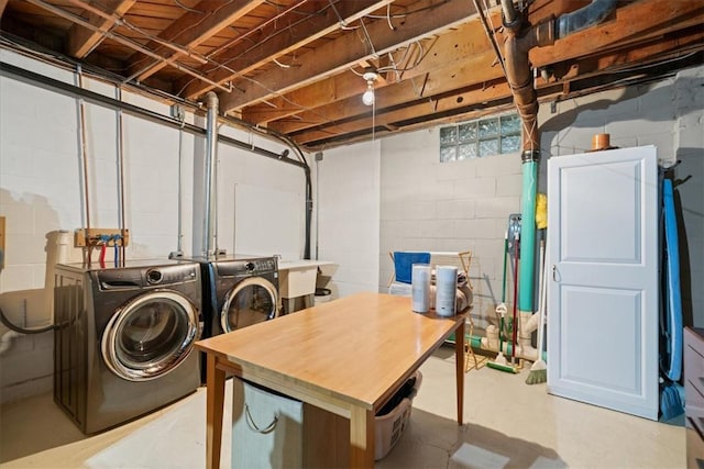 interior space with separate washer and dryer