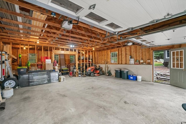 garage with a garage door opener