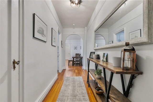 hallway featuring light wood-type flooring