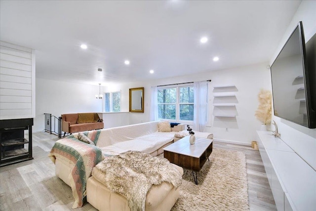 living room with light wood-type flooring