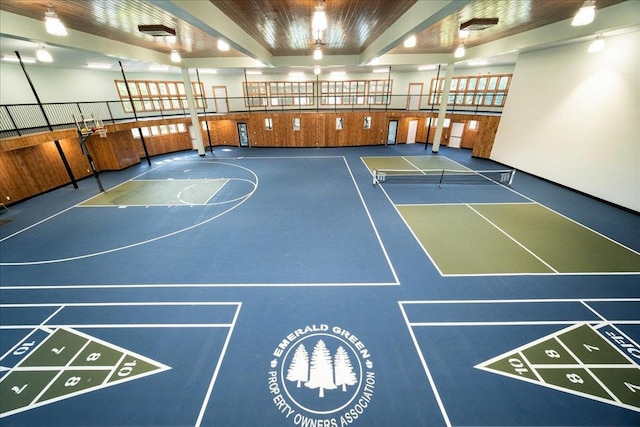 view of basketball court with tennis court