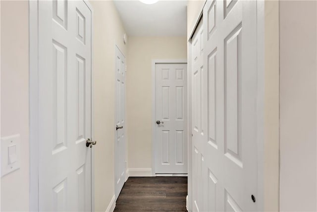 hallway featuring dark hardwood / wood-style flooring