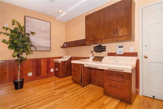 kitchen with light wood-type flooring