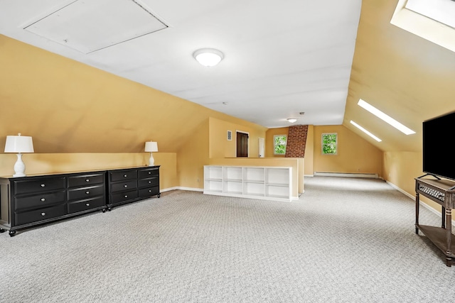 105 Walworth Ave, Scarsdale, NY 10583 - bonus room with vaulted ceiling, carpet flooring, a baseboard heating unit, and baseboards