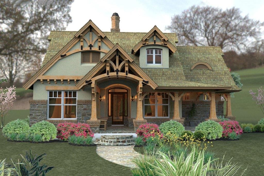 view of front of property featuring a porch and a front lawn