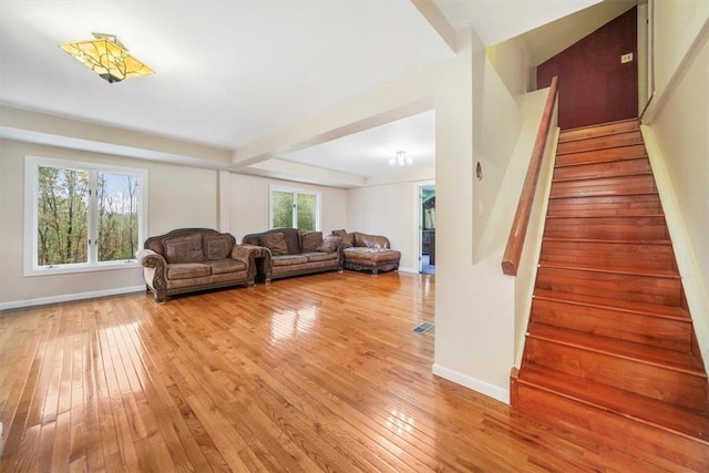 living room featuring light hardwood / wood-style floors