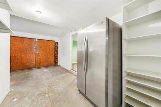 kitchen with stainless steel fridge