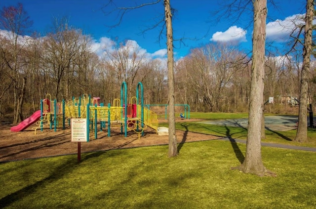 view of play area with a lawn