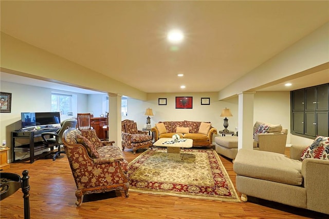 living room featuring light hardwood / wood-style floors