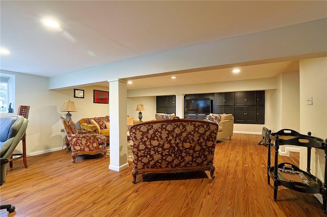 living room featuring light hardwood / wood-style floors