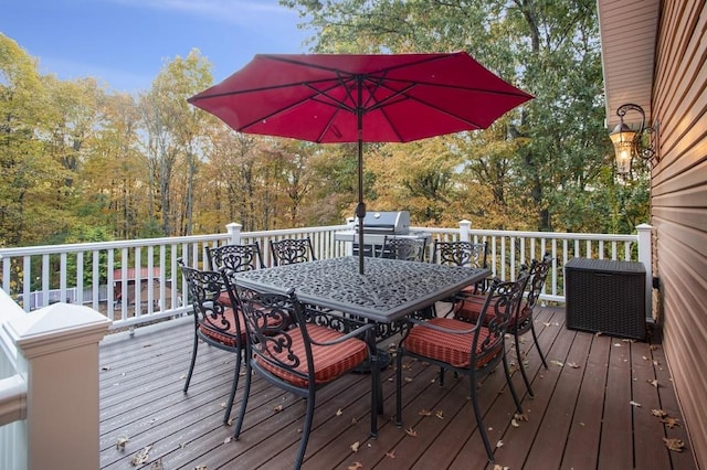 wooden terrace with grilling area