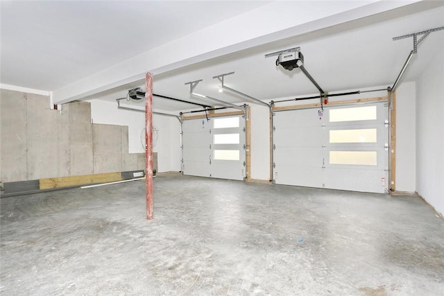 garage with a garage door opener