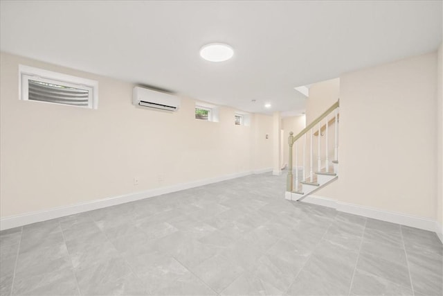 basement with a wall unit AC