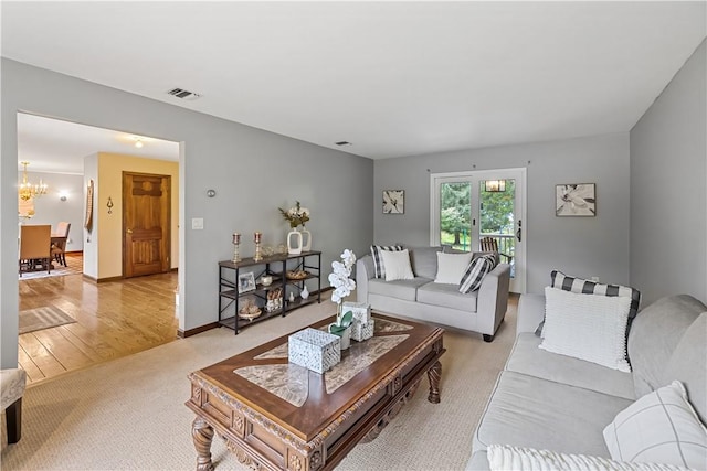 living room featuring light hardwood / wood-style flooring