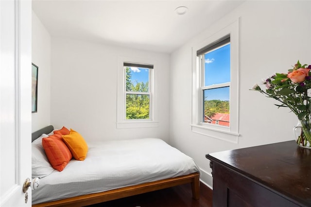 bedroom with hardwood / wood-style floors