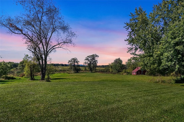 view of yard at dusk