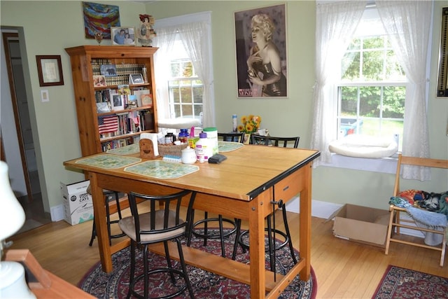 dining room featuring a healthy amount of sunlight and light wood-type flooring