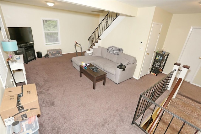 living room featuring carpet flooring