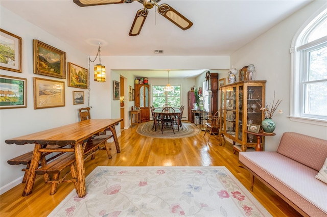 210 Bulsontown Rd, Stony Point, NY 10980 - dining area with light wood-type flooring, healthy amount of natural light, and a ceiling fan