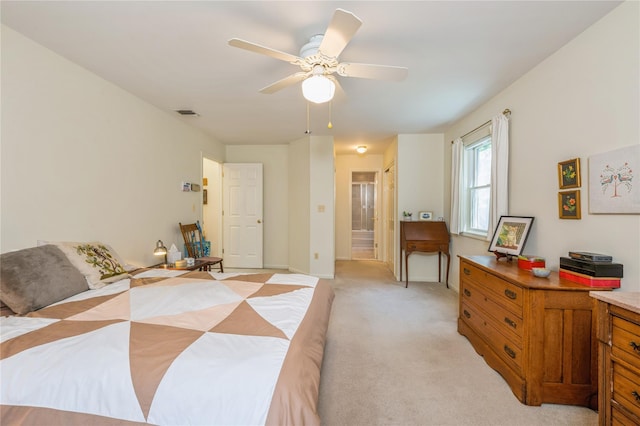 210 Bulsontown Rd, Stony Point, NY 10980 - bedroom featuring light colored carpet, connected bathroom, and ceiling fan