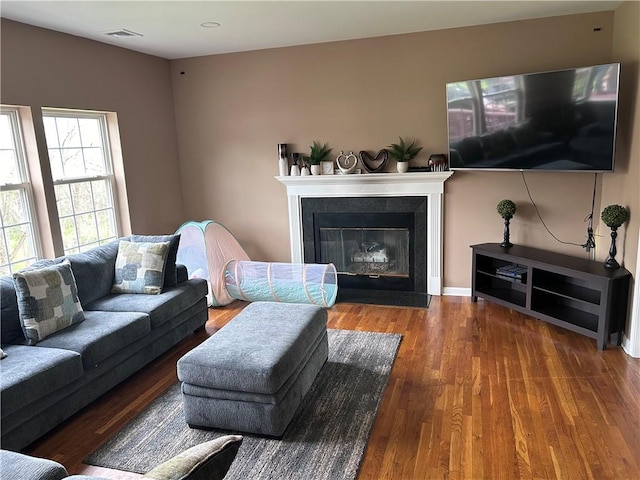 living room with wood-type flooring