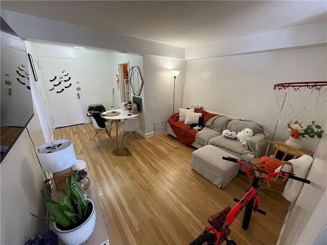 living room with light hardwood / wood-style floors