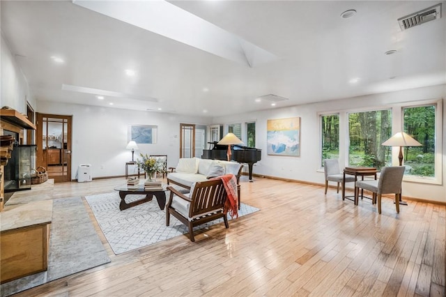 living room featuring light hardwood / wood-style floors