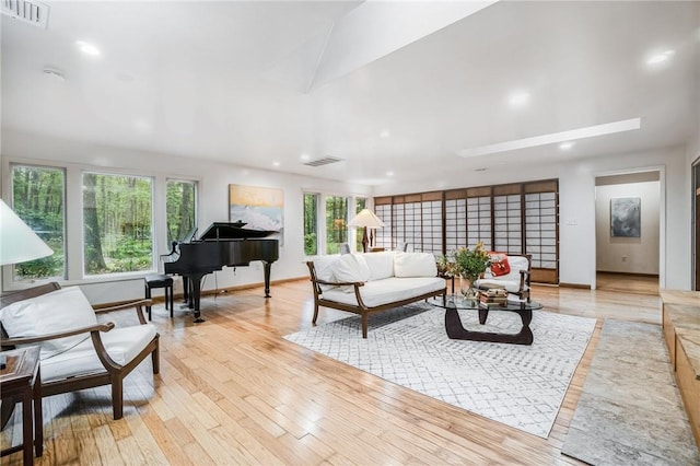 living room featuring light hardwood / wood-style flooring