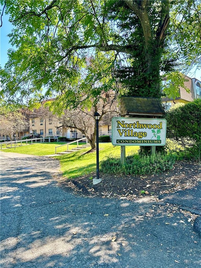 view of community sign