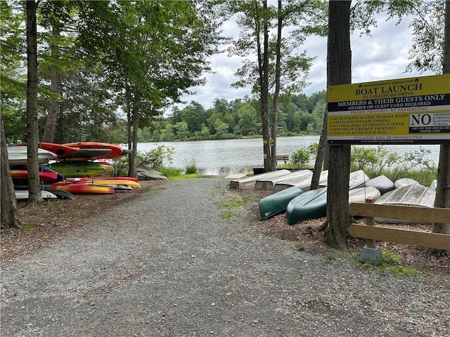 exterior space featuring a water view