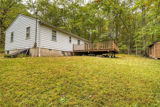 view of yard with a deck