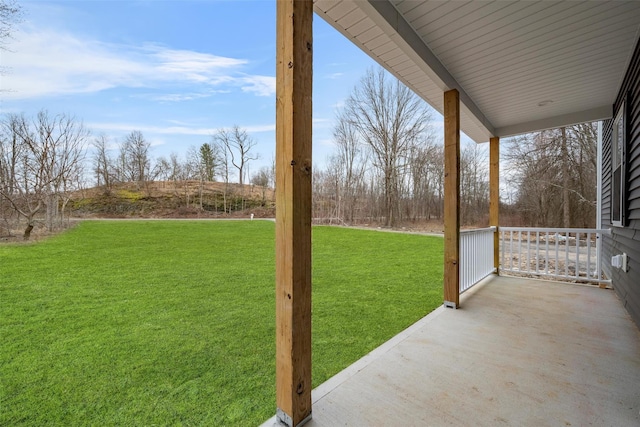 view of yard featuring a porch